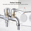 EsoGoal Faucet Washing Machine Faucet Dual Port Alloy Faucet Multi-function Faucet Double Spout Water Mixed Tap Two Way Water Washer Tap Double G1/2 Port Interface Bathroom Water Tap.