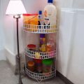 "White Finish 3-Step Triangle Corner Storage Rack – Durable Iron, Easy to Install, Hanging Kitchen Organizer – 1 Pc".