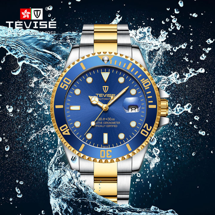 Swiss Watch tevise Mechanical Watch Water Ghost Live Business Watch Men's Korean Mechanical Waterproof Men's Watch