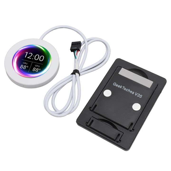 2.1 Inch AIO Computer Temp Monitor CPU Cooler LCD Display Upgrade Kit for Water Cooling Systems PC Sensor Panel for AIDA64 White