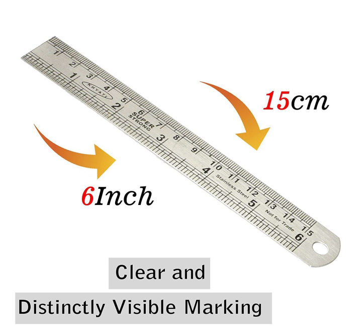 6%20Inches%20/%2015%20cm%20Stainless%20Steel%20Double%20Scale%20Measuring%20Ruler%20Tool%20-%201pcs%20-%20Image%202