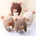 Winter Baby Beanie Cap Cartoon Bear Ear Protection Knitted Hat for Toddler Boys Girls Cute Korean Warm Kids Crochet Hats Gorros.