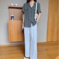 British Style Graceful and Fashionable Short-Sleeved Shirt Women's Summer New Design Sense Loose Suit Collar Korean Style Shirt Women's Clothing. 