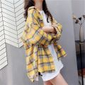 Plaid Shirt Women's Loose Long Sleeve New Versatile Casual Student Spring and Autumn Large Size Korean Style Shirt Coat Top Fashion.