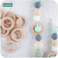 Bopoobo 30mm Wood Ring Teether Baby Wooden Teether Pacifier Chain Accessories New Born Product Baby Toys Wooden Rings.