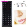 Luckybabys 60PCS/Set Stainless Steel CZ Crystal L Shape Nose Ring Body Stud.