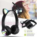 STN28 LED Cat Ear Headset Noise Cancelling Headphones Bluetooth 5.0 Colorful Kids Headset Support TF Card 3.5mm Plug with Mic.