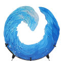 Ocean Wave Fused Glass Sculpture, Creative Gradient Blue Wave Sculpture Ornament Decoration, Ocean Waves Shape Resin Art Crafts for Home Decor.