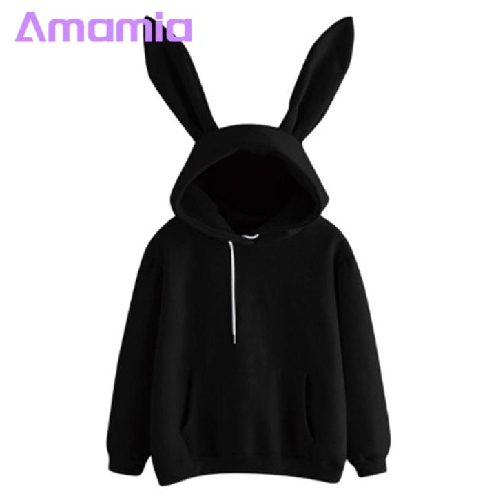 Women%20Solid%20Color%20Hoodie%20Cozy%20Bunny%20Ear%20Hoodie%20for%20Women%20Soft%20Warm%20Fall%20Winter%20Hooded%20Top%20Women%20Hoodie%20-%20Image%203