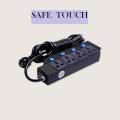 SAFE TOUCH ST-412 Multiplug 4 Port Extention Socket Black Multi Plug. 