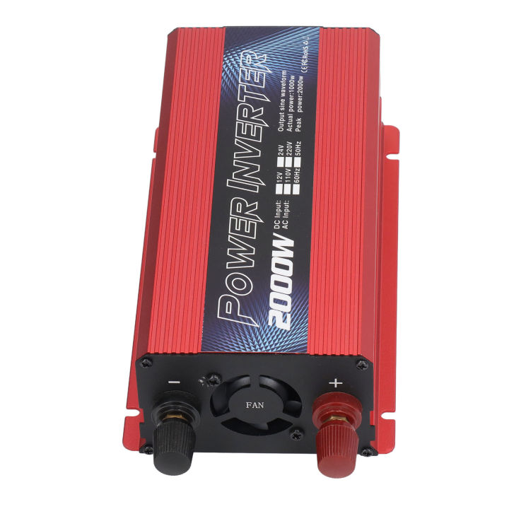 Sine Wave Inverter, Over Temperature Protection Car Power Inverter Low Noise Infinitely Variable Speed 2000W Universal for Outdoor Activities