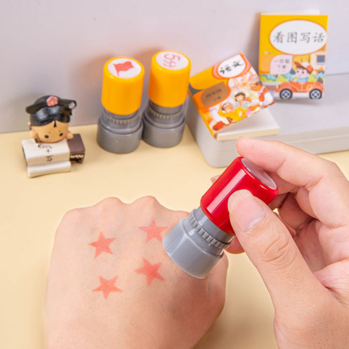 【Exclusive Offer】 School Teachers Family Use Red Five-pointed Star Stamp Encourage Children Teaching Award Stamp Automatic Ink Qingyue