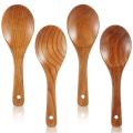4 Pieces Wood Spoons 21.5cm Wooden Rice Paddle Versatile Serving Spoon Non Stick Heat Resistant Cooking Spoon Exquisite Product. 