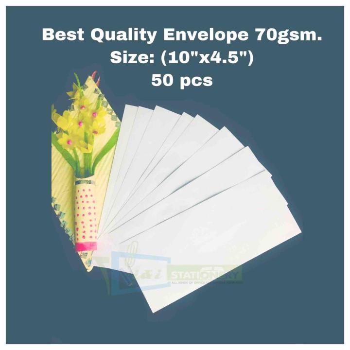 Envelope white color 70gsm Size (10"x4.5") 50 pcs