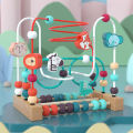 Montessori Baby Toys Wooden Roller Coaster Bead Maze Toddler Early Learning Educational Puzzle Math Toy for Children 1 2 3 Years SnowWhite. 
