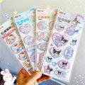 Kawaii Sanrio Shake Water Stickers Anime Cute Hello Kitty My Melody Kuromi Crystal Sticker 3d Decorative Bubble Stickers Gift. 