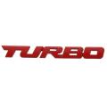 TURBO Universal Car Motorcycle Auto 3D Metal Decal Sticker, Red.