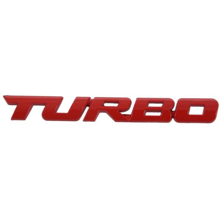 TURBO Universal Car Motorcycle Auto 3D Metal Decal Sticker, Red