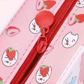 【Fashion】New creative ulation of cartoon pencil case cute Pu pen stationery pouch for student school Red. 