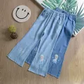 Children's clothing girls' Tencel jeans, summer new fashion, fresh children's thin cool and breathable wide-leg sunscreen pants. 