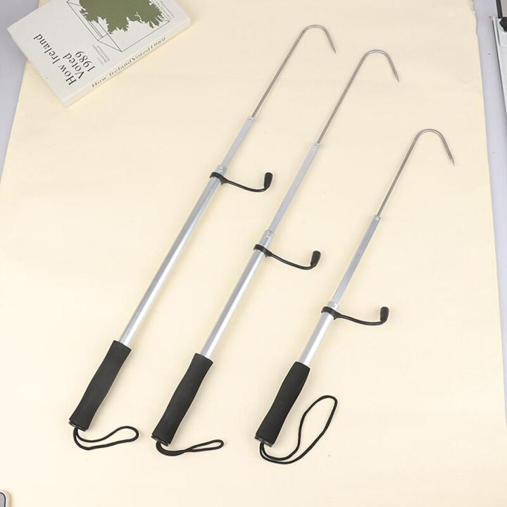 1PC Stainless Steel Hook Retractable Fish Gaff Telescopic Aluminum Sea Fishing Spear Hook Gripper Fish Hooker Fishing Gear