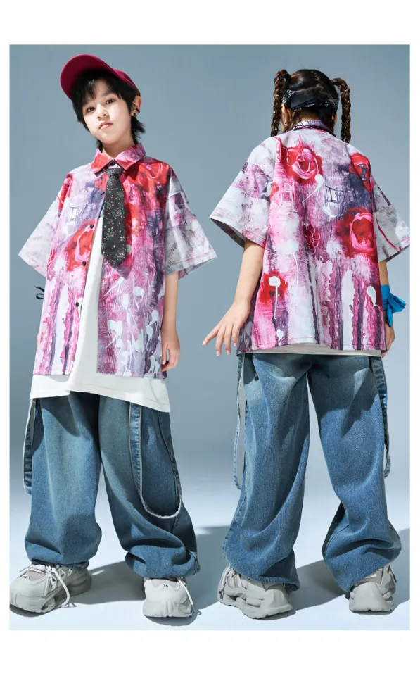 Children's hip-hop costumes, boys and girls' summer fried streets