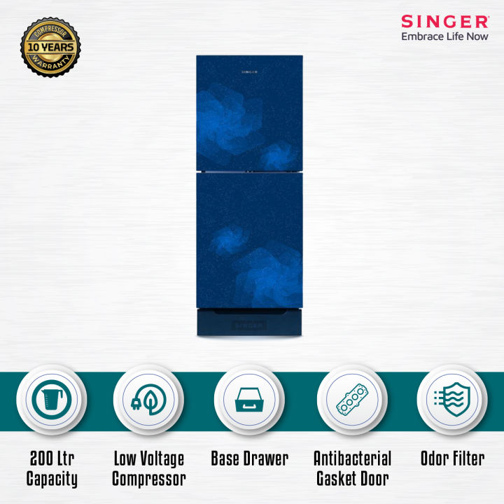 SINGER Top Mount Refrigerator - 200 Ltr - FTDS200-BUG - Blue