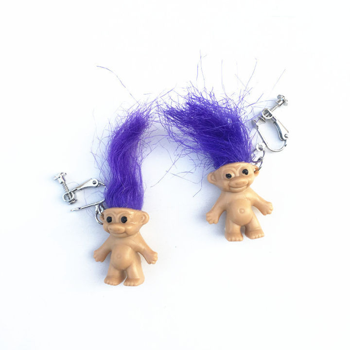 【Beiver Jewelry Store 】Harajuku Earrings for Women Funny Weird Baby Colorful Hair Accessories Fashion Jewelry Wholesale Drop Ship