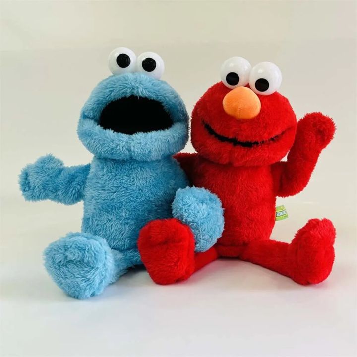 35cm Large Lovely Cartoon Elmo CookieMonster Oscar Sesame Street Soft Plush Toy Hand Puppet Doll For Children Kids Gifts