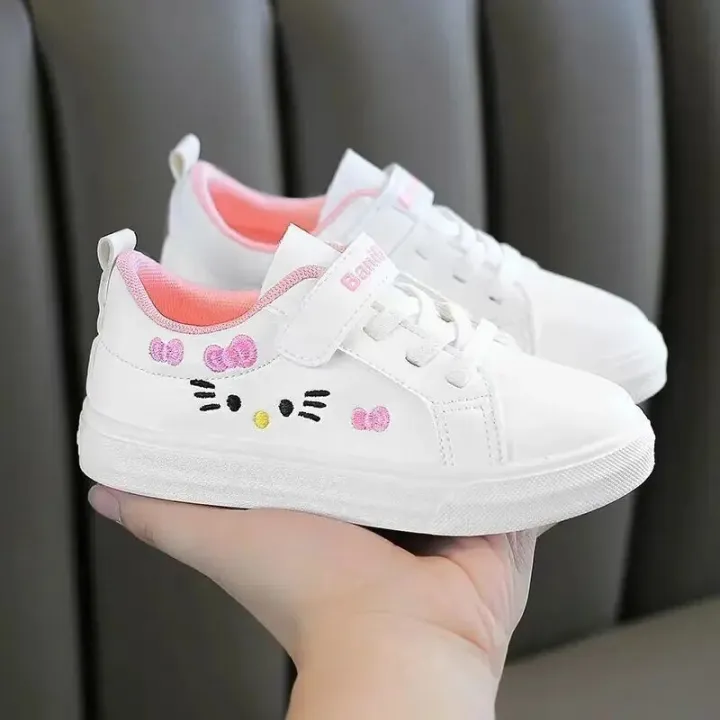Girl's%20Shoes%20Fashion%20Small%20White%20Shoe%20Summer%20Lightweight%20Lace-up%20Cute%20Cat%20Pattern%20Skateboarding%20Sports%20Shoes%20Casual%20Kid%20Sneakers%20-%20Image%203