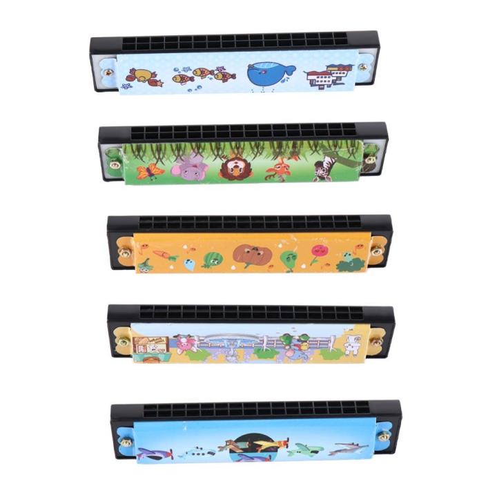 Wind Instrument Metal Painted Harmonica Educational 16 Holes 16 Holes Harmonica Cartoon Pattern Cute Mouth Organ Playing