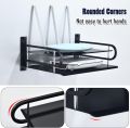 2 layer Black Aluminum Wifi Router Shelf Storage Boxes Cable Power Plus Wire Storage Box TV set-top Wall Shelf Hanging Bracket Boxer. 