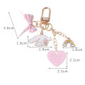 Cute Girls' Keychains Car Keys Key Chains Bag Decor Pink Rosette Rainbow Pendant MJD. 