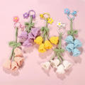Handmade Keychain  Knitted Keyring  Fashion Yarn  Crocheted Bell Orchid Flower  Car Key Ring Charms. 