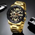 CURREN 8336 Golden black Watches Men Wrist Stainless Steel Quartz Wristwatch Casual Military Chronograph Clock Waterproof.