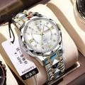BINBOND 2521 Men’s Luxury Stainless Steel Fashion Business Watch Luminous Dial Calendar Quartz Wrist Watch.