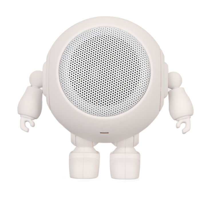 Portable Bluetooth Speaker Robot Shape Bluetooth 5.0 1000mAh Built in Mic Mini Wireless Speaker for Home Outdoor Party White