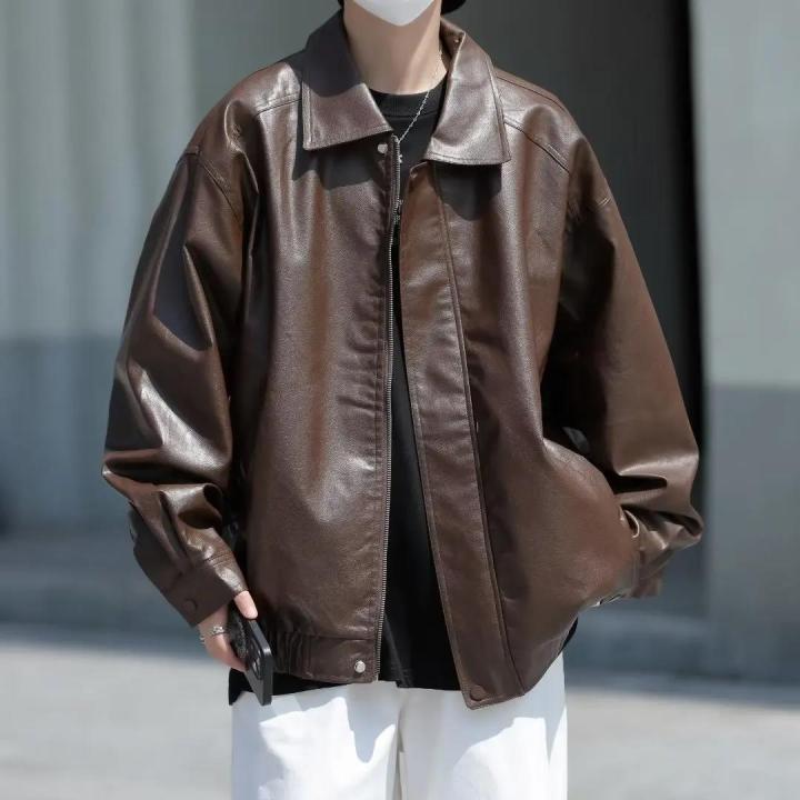 Hong%20Kong%20Style%20Leather%20Jacket%20Men%20Loose%20Fitting%20Men's%20Clothing%20Trendy%20Brand%20PU%20with%20Lapel%20Collar%20Coats%20Spring%20Autumn%20Seasons%20-%20Image%206