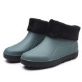 Mid-Calf Rain Shoes Fashion Velvet Padded Rubber Shoes Men's Thickened Rubber Boots Waterproof Rain Boots Rain Boots Kitchen Winter Short Non-Slip Warm.