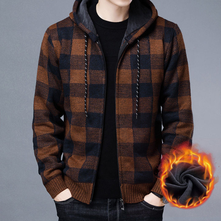 Men%20Sweater%20Jacket%20Fashion%20Winter%20Coat%20Fleece%20Hoodies%20High%20Quality%20Luxury%20Checkered%20Hooded%20Knit%20Cardigan%20Male%20Outer%20Wear%20-%20Image%203
