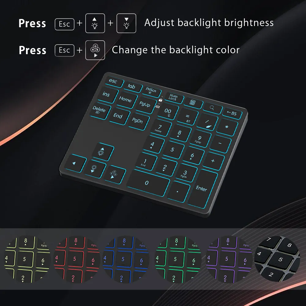 BOW 2.4G + Bluetooth Numeric Keypad Wireless Rechargeable Numpad ...