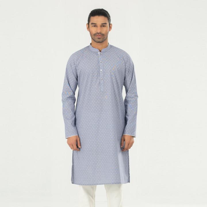 Masculine  Printed Casual Panjabi - Grey