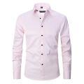 Anti-Wrinkle No-Ironing Elasticity Slim Fit Men Dress Casual Long Sleeve Shirt White Black Blue Red Male Social Formal Shirts.