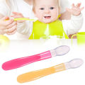 (1 Pcs) Baby Silicone Feeding Spoon with Long Handle Infant Spoon Safty Tableware Silicone utensils set for Children.