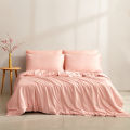 Luxury Silk Microfiber Rose Sheet Set two pcs pillow cover and one Flat sheet Fitted Sheet Bedding Set. 