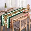 180*35cm Merry Christmas Tablecloth New Year Party Table Decorations Safflower Pine Leaves Christmas Table Cloth Christmas Table Runner Merry Christmas Decoration.