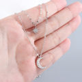 New Zircon Moon Pendant Necklace for Women Fashion Jewelry Double Layer Star Moon Charm Chain For Women.