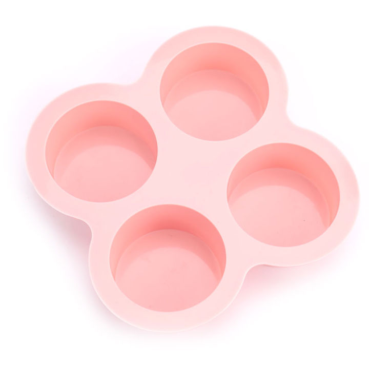 Simple 4 Cavity Round Shape Soap Silicone Mold DIY Cake Muffin Cups Mold Tools