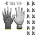 QEARSAFETY 12 Pairs PU Thin Work Safety Gloves, Multi-Function, Light-Weight, Anti-Slip, Breathable,Fit To Hand,Soft. 