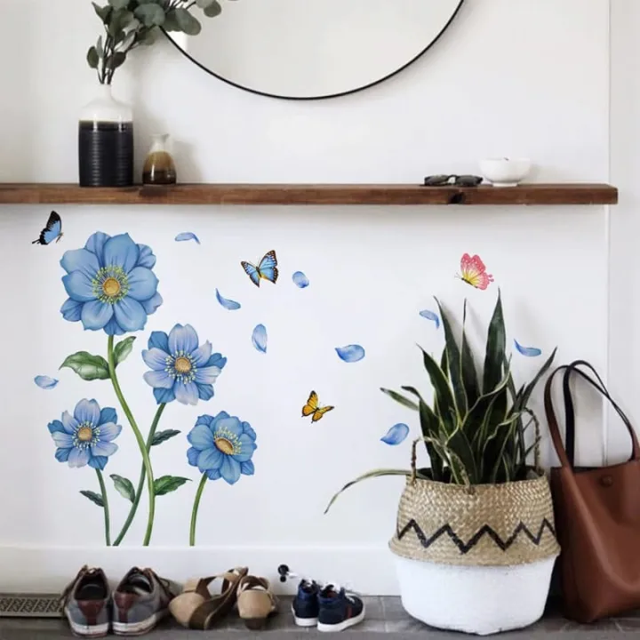Blue%20Flower%20Butterfly%20Wall%20Sticker%20wall%20sticker%20for%20bedroom%20(%20Hight%2022%20inch/%20Width%2030%20inch%20)%20-%20Image%203